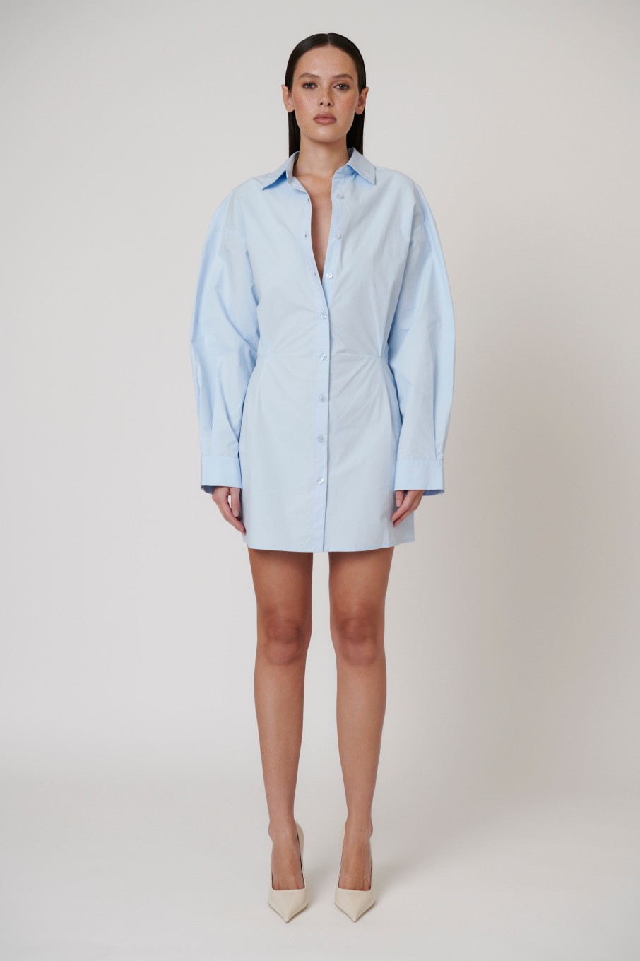 Clearance Bayse Brand Easton Shirt Dress - Ice Blue