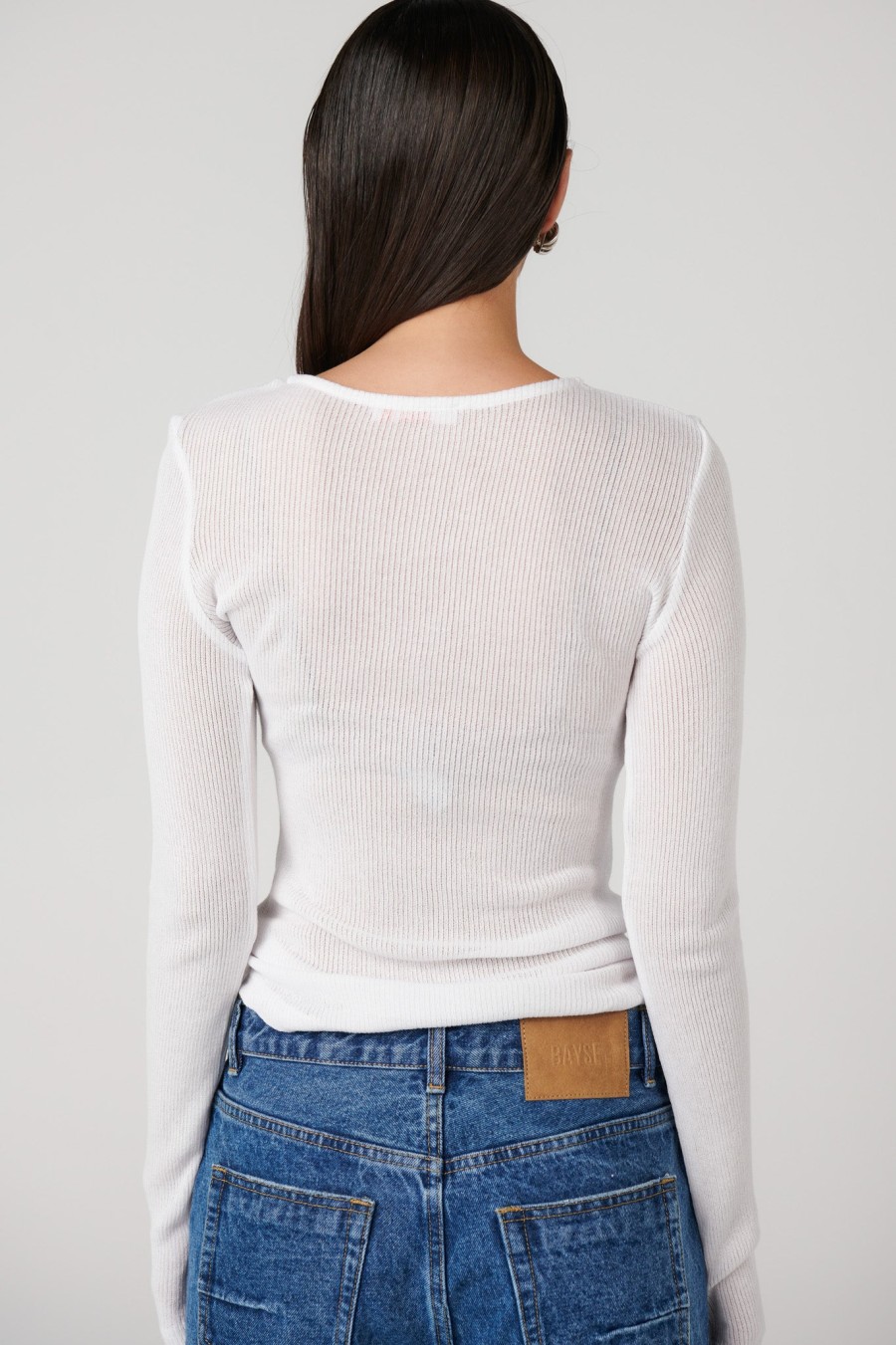 New Bayse Brand Myles Crew Neck Top - White