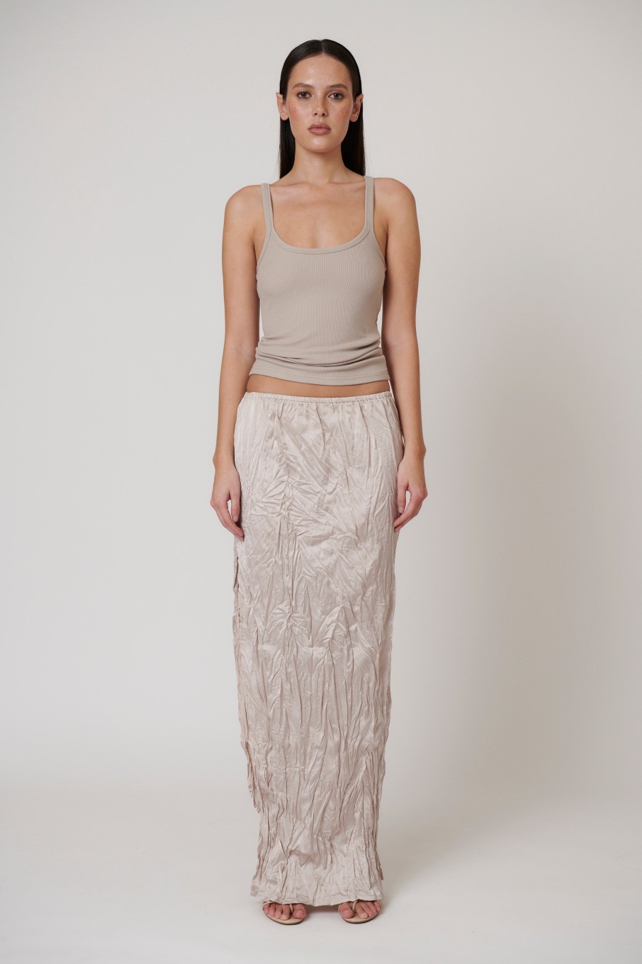 Hot Bayse Brand River Maxi Skirt - Oyster